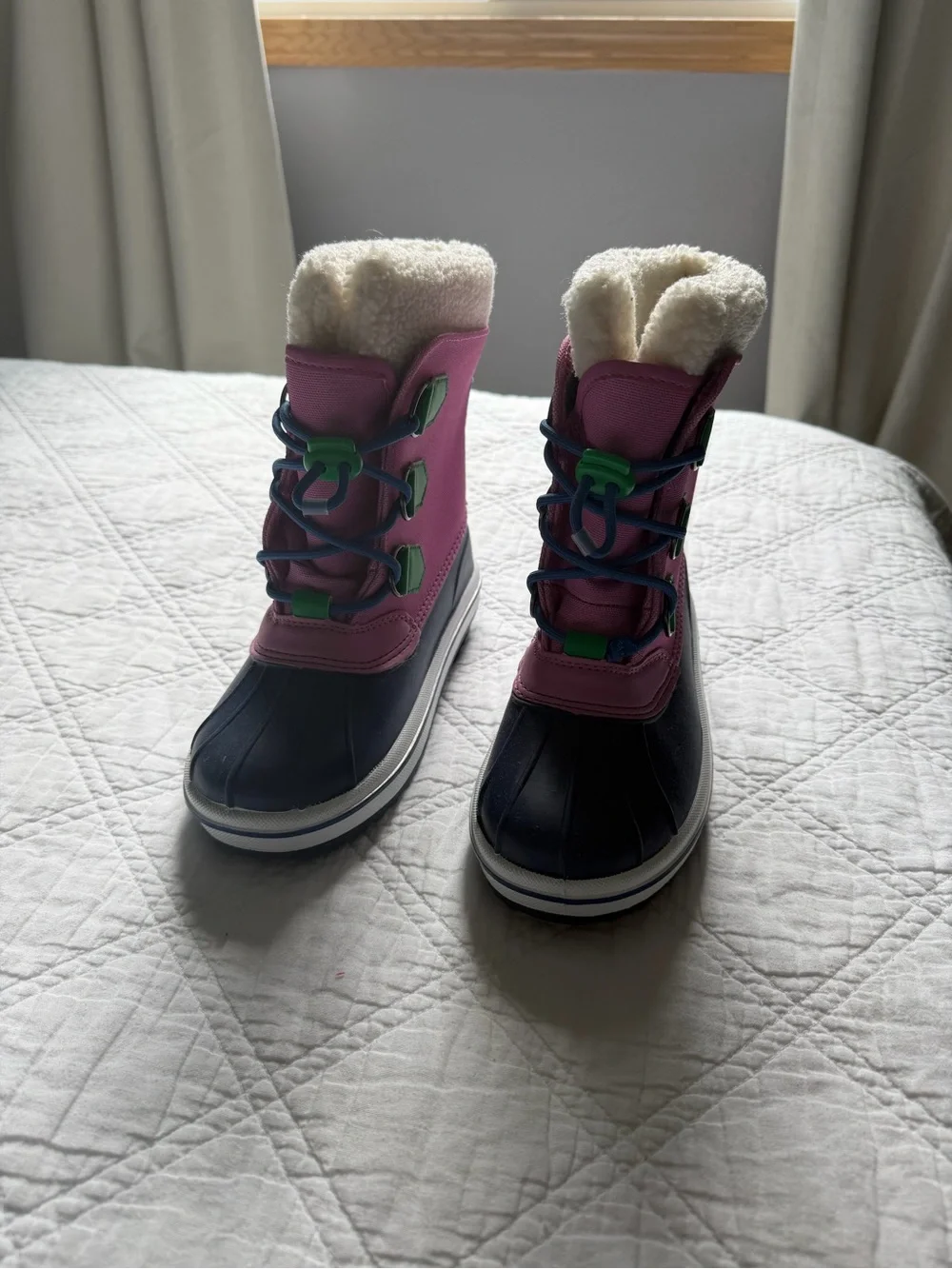 Boden Kids Navy Pink Green Winter Rain & Snow Boots